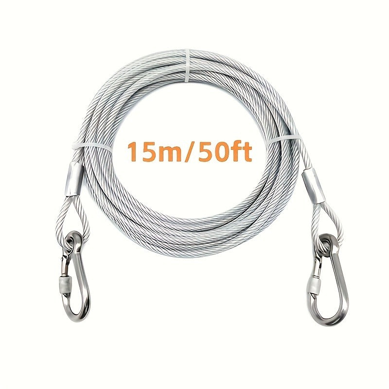 Stainless Steel Dog Leash Reflective Rust-Resistant Heavy Duty Cable Tie-Out for Medium Large Dogs Outdoor Yard Camping 3XL 4XL