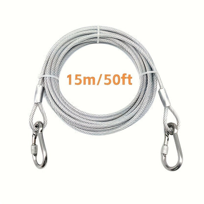 Stainless Steel Dog Leash Reflective Rust-Resistant Heavy Duty Cable Tie-Out for Medium Large Dogs Outdoor Yard Camping 3XL 4XL