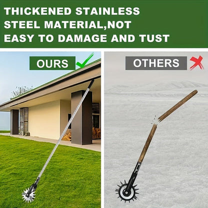 Wheeled Lawn Edger Manual Rotary Trimmer with 3/4-Section Stainless Steel Handle – Walk-Behind Grass Edger for Sidewalk