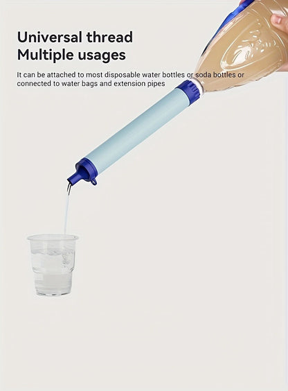 Portable Water Filter Straw for Outdoor Survival – Lightweight ABS Filtration Bottle for Hiking, Camping, Trekking & Emergency Use