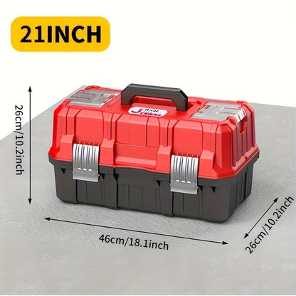 Portable Toolbox Organizer with Tray & Dividers – 17/21 Inch Heavy-Duty 3-Layer Folding Tool Storage Box for Home, Garage & Workshop