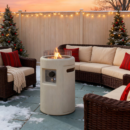 Propane Fire Pit Table 16-Inch Portable Outdoor Fire Table with Glass Windproof Cover, High-Power Patio Heater