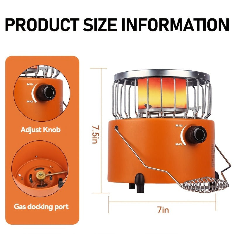 Camping Gas Stove Heater 9000 BTU 2-in-1 Portable Propane Indoor Outdoor Stove with Adjustable Flame