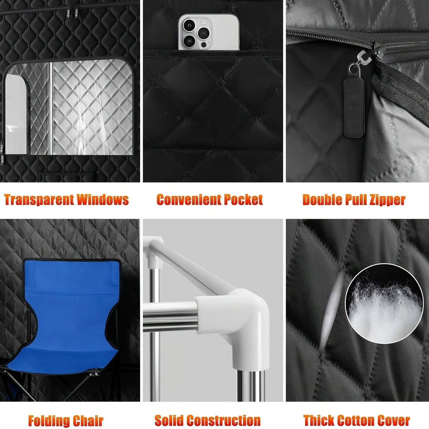 Double Person Sauna Tent 71x49x36in Extra Large 2-Person Steam Sauna Box for Home with 2 Steamers