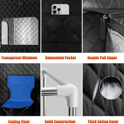 Double Person Sauna Tent 71x49x36in Extra Large 2-Person Steam Sauna Box for Home with 2 Steamers