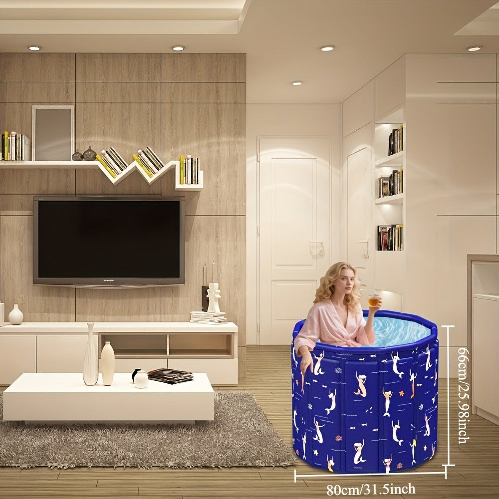 Foldable Bathtub 130 Gallon XL Deep Soak Tub for Adults, Ice Bath & Hot Spa, Indoor Outdoor, One-Piece Fold-Flat Design 31.5"x31.5"x26"