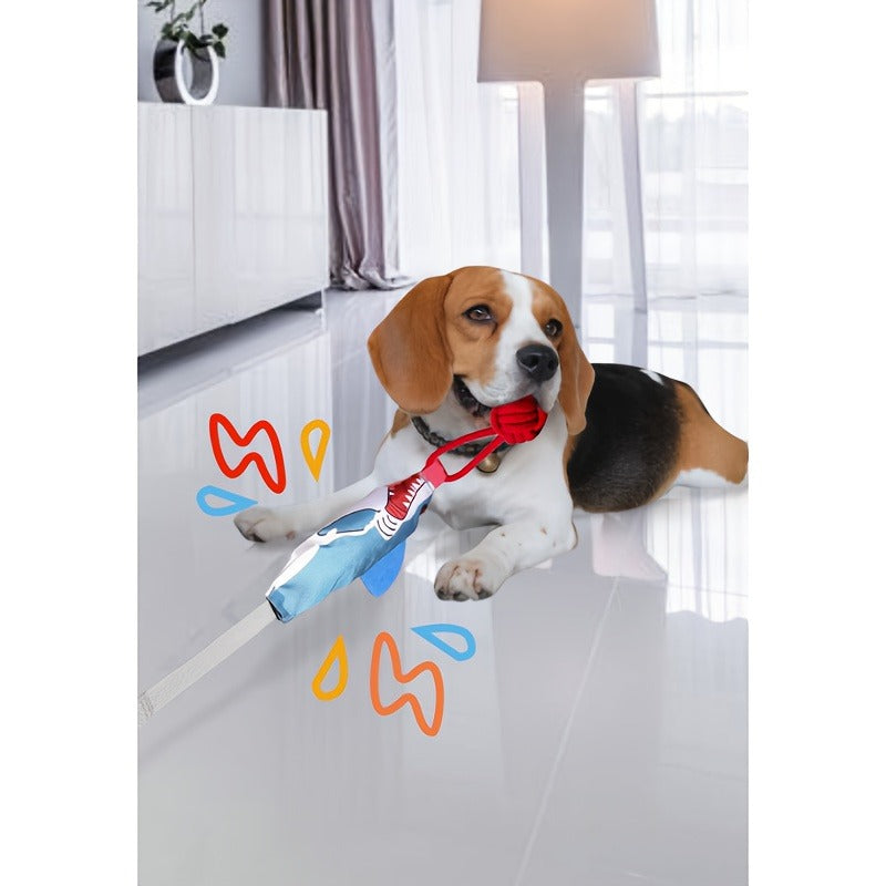 Dog Tug Rope Toy with Knotted Ball & Squeaker Interactive Tug-of-War Chew Toy for Medium Large Dogs – Training Rope Ball Toy in Corn Eagle