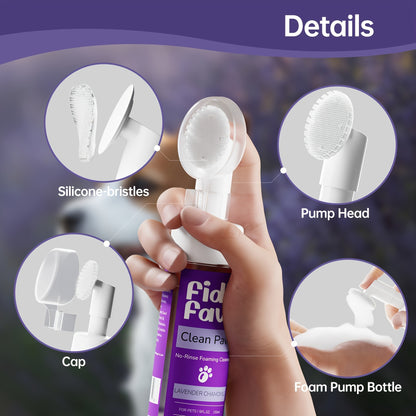 Dog Paw Cleaner No-Rinse with Soft Brush – pH Balanced Paw Wash for Dogs & Cats, 5oz Gentle Grooming Cleanser in Lavender Chamomile