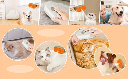 Cat Grooming Steam Brush – Self-Cleaning 4-in-1 Pet Brush with Spray for Cats & Dogs Shedding Grooming Control Deshedding Tool
