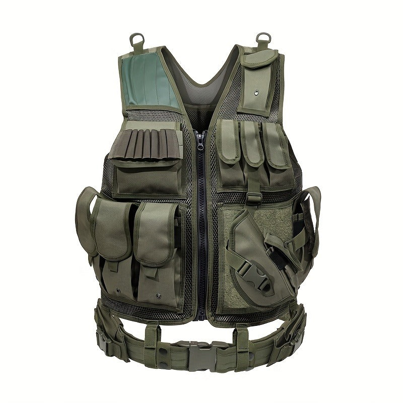 Tactical Fishing Vest with Quick Release – Lightweight Breathable Multi-Pocket Outdoor Vest for Men Camping Hiking Hunting Training