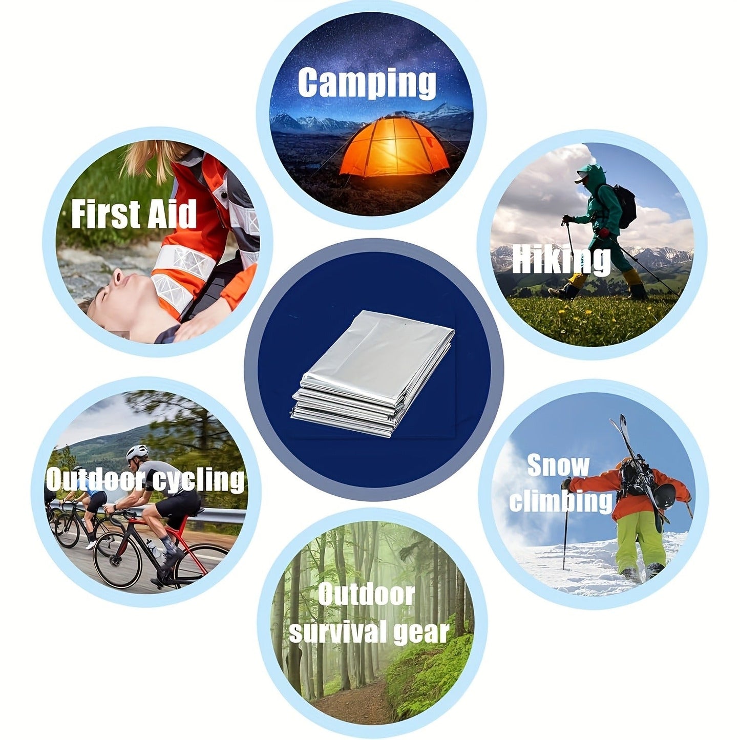 Emergency Mylar Thermal Blanket 52"x82" Reflective Foil Survival Blanket for Camping Hiking Outdoor First Aid Kit Weather Protection Ground