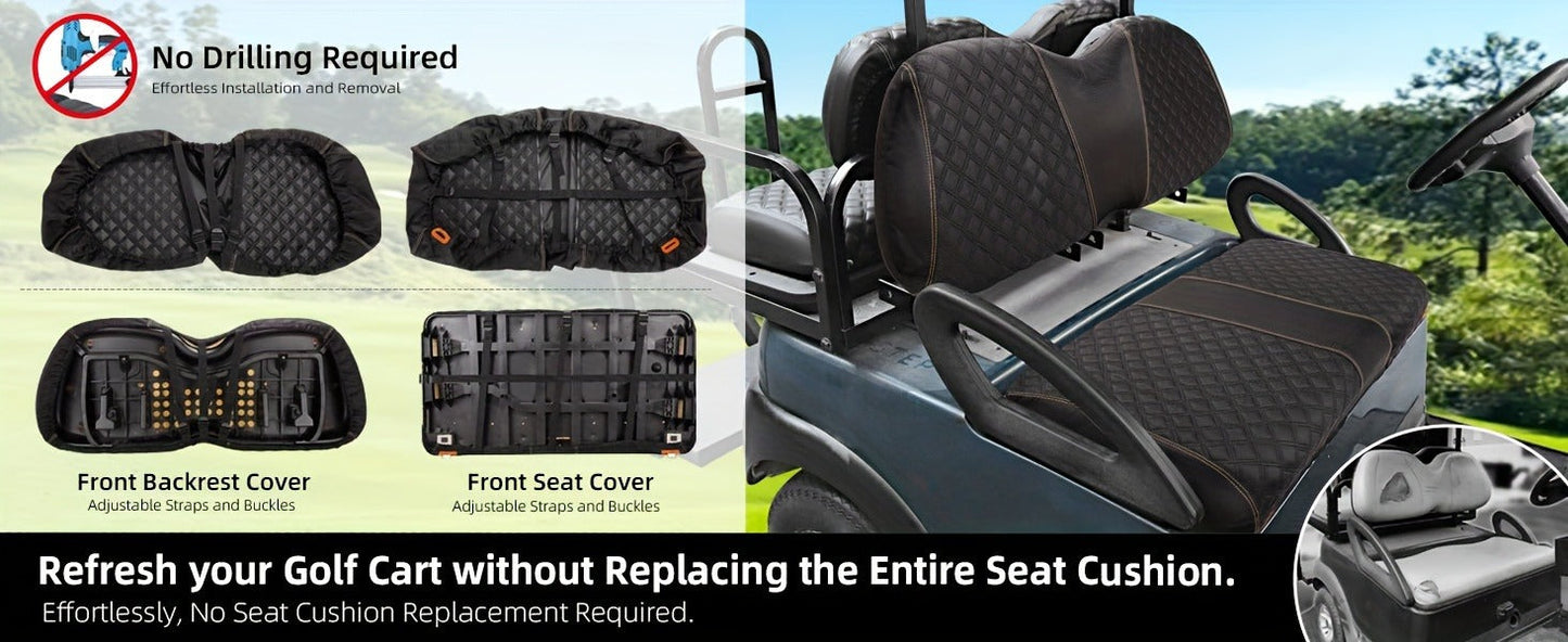 Golf Cart Seat Covers for Club Car Precedent Front Seat 1680D Oxford Cloth No Drilling Required Breathable Washable Air Dry Soft Protective