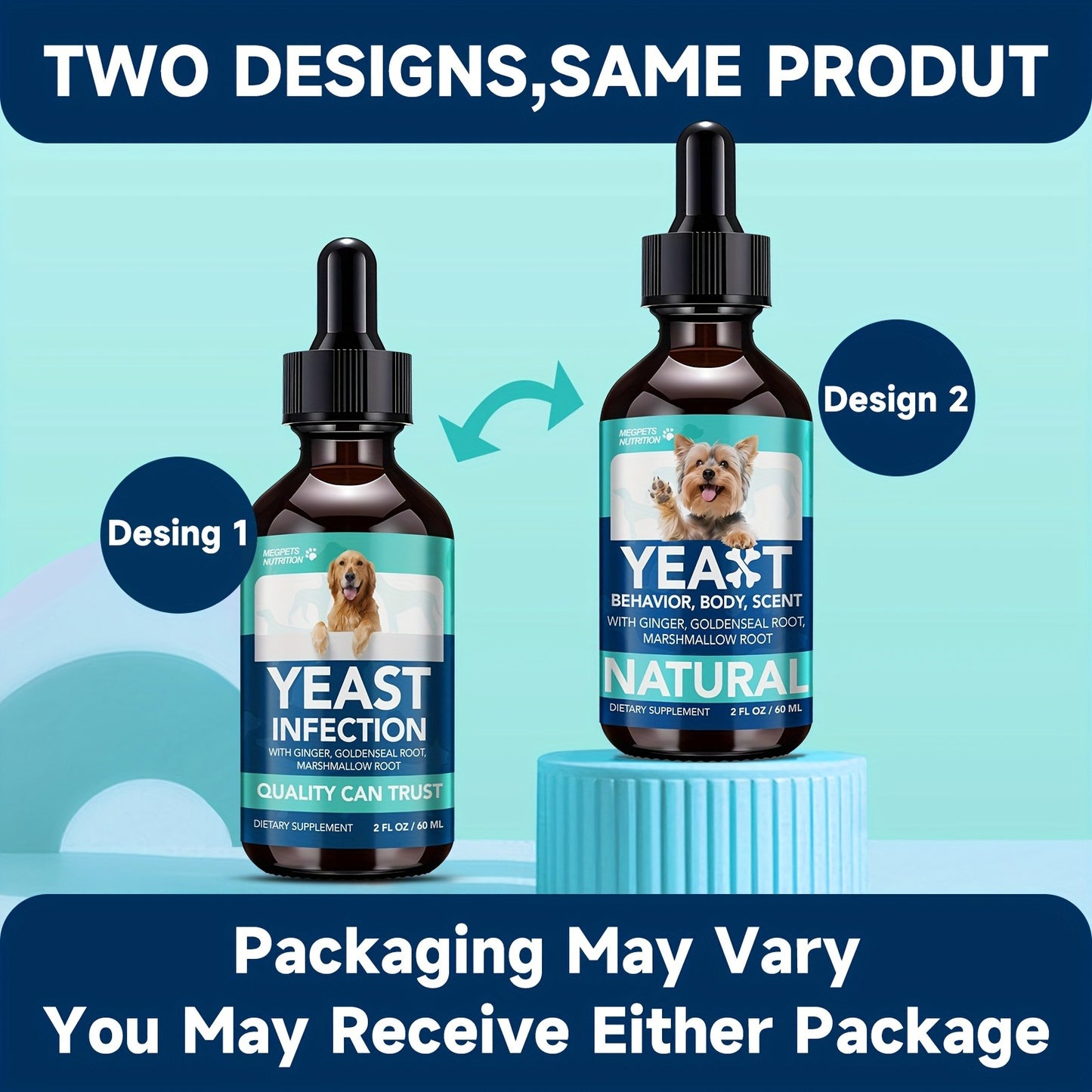 Yeast Supplement Drops for Dogs & Cats – No Odor Formula with Pau D’Arco Bark & Goldenseal Herb Liquid Extract | Easy-to-Use Pet Antifungal