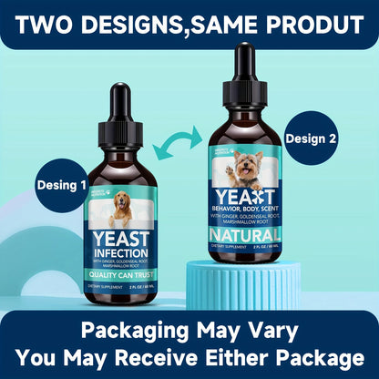 Yeast Supplement Drops for Dogs & Cats – No Odor Formula with Pau D’Arco Bark & Goldenseal Herb Liquid Extract | Easy-to-Use Pet Antifungal