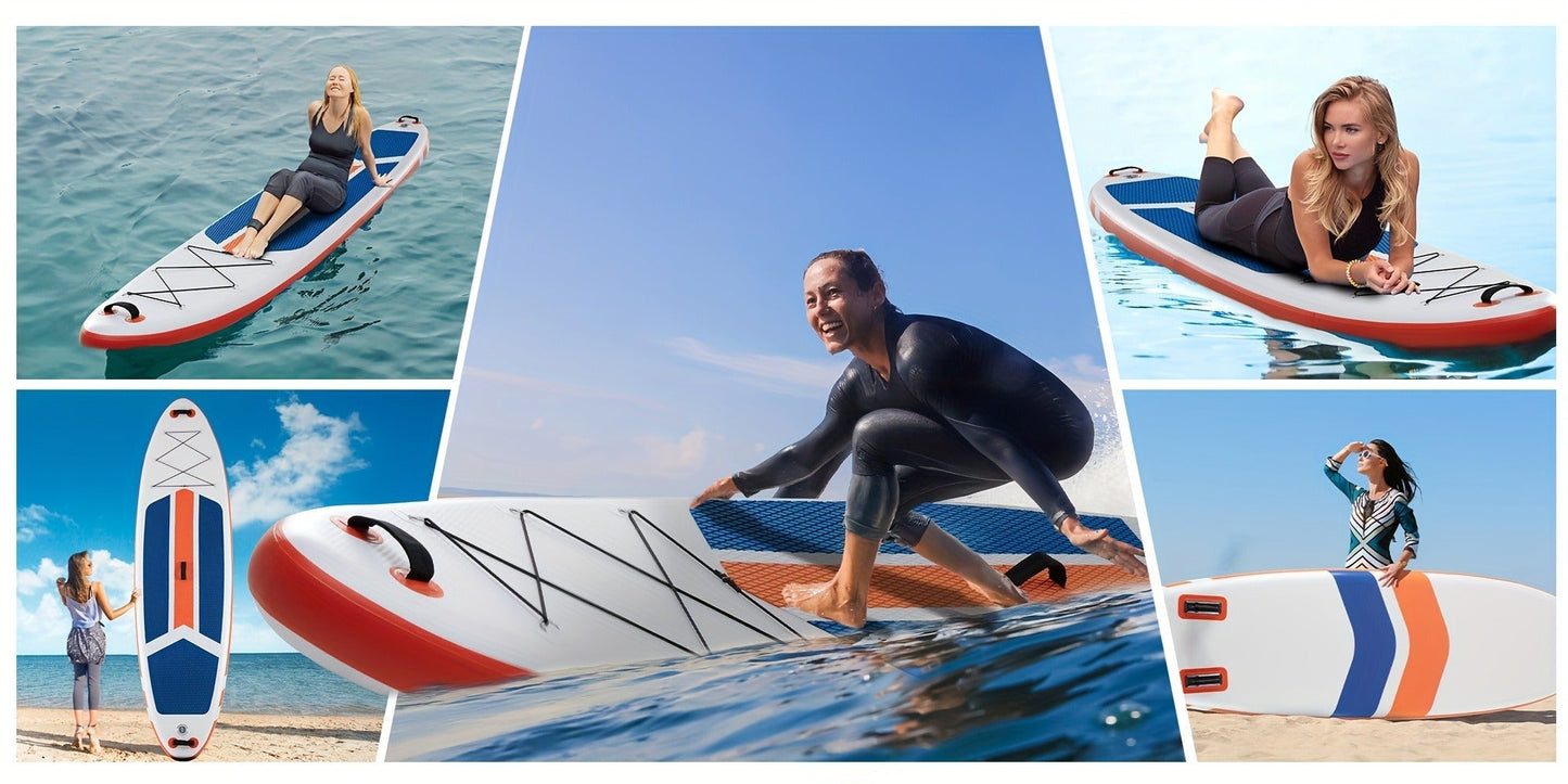 10.5-Foot Inflatable Stand-Up Paddle Board with Wide Non-Slip Deck and Green, Orange or Gray Options