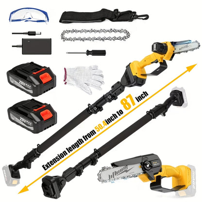 Telescopic Pole Saw Cordless Folding 6-Inch Electric with Compact Design, Battery-Powered Tree Pruner for Garden Pruning