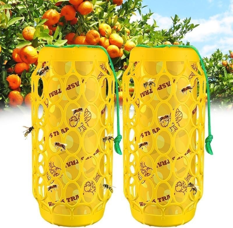 Wasp Trap Outdoor Hanging Reusable Yellow Jacket Trap Carpenter Bee Hornet Catcher with Sticky Bait for Garden Patio Outside