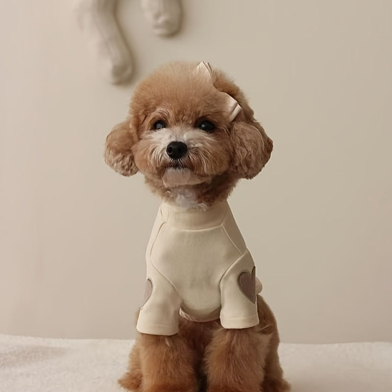 Dog Fleece Shirt 3-Pack Heart Print Spring Summer Base Layer – Thin Two-Legged Pet Clothes for Teddy, Bichon Frise & Small Medium Dogs