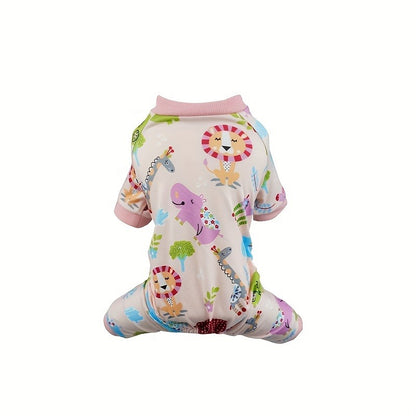 Puppy Clothes Set 4pcs Dog Cat Pajamas Onesie for Small Breeds Boys Girls, Spring Summer Shirts for Chihuahua Yorkshire Terrier Cats