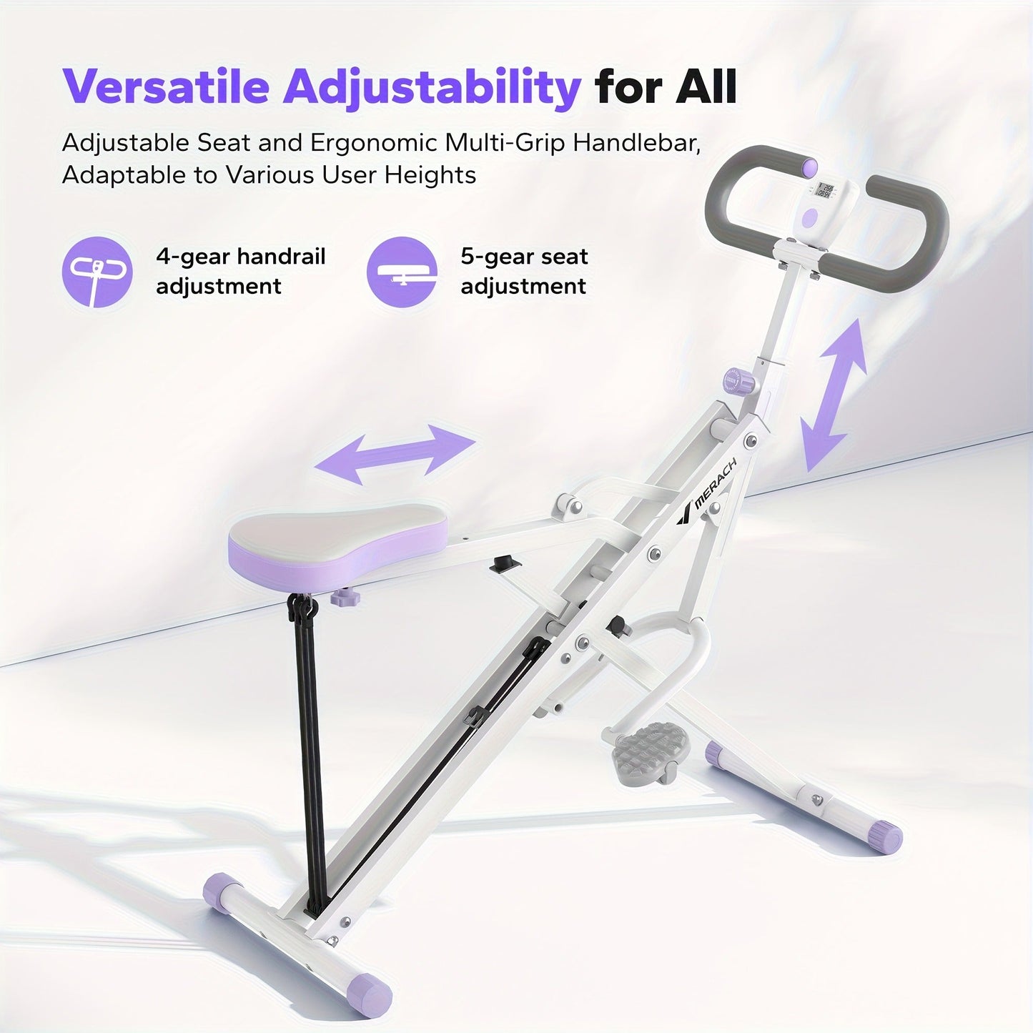 Rowing Machine 2-in-1 Squat & Row – Foldable Glute Trainer with LCD Display, 3 Resistance Bands, 350 lbs Capacity