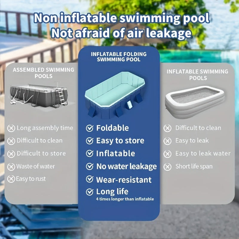 Inflatable Swimming Pool for Adults & Family, 102" Large Backyard Above Ground Pool for Garden, Patio and Yard Use