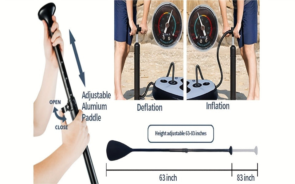 Inflatable Stand Up Paddle Board SUP Yoga Board 124'' x 31'' Wide Stance Non-Slip Deck with Paddle Pump Leash Carry Bag for Teens Adults