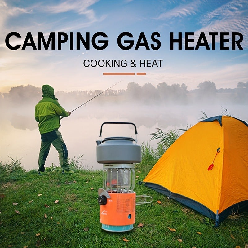 Portable Propane Camping Heater Stove 2-in-1 with Temperature Control, Compact Outdoor Cooking & Heating Unit