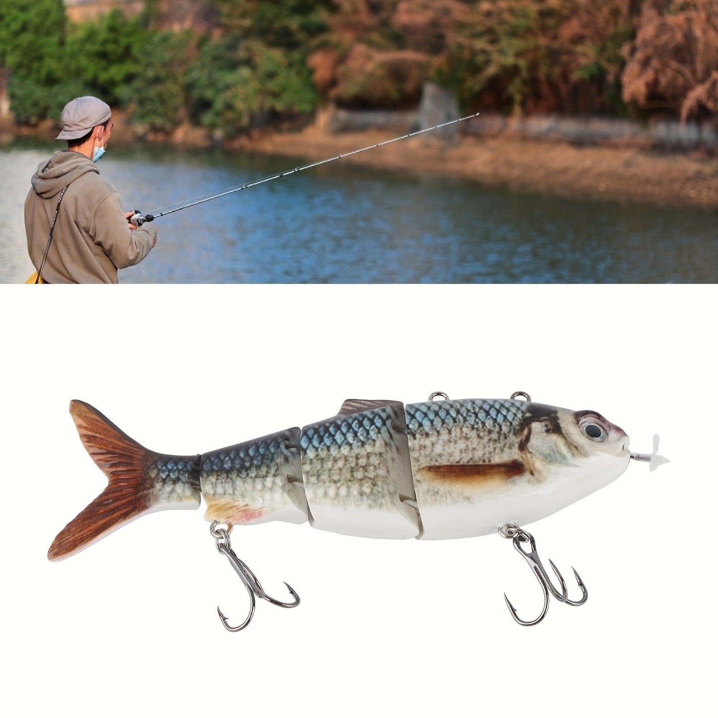 Electric Robotic Swimbait with USB Rechargeable LED Light – Multi-Jointed Wobbler Swimming Fishing Bait, Realistic Robot Fish Lure for Bass