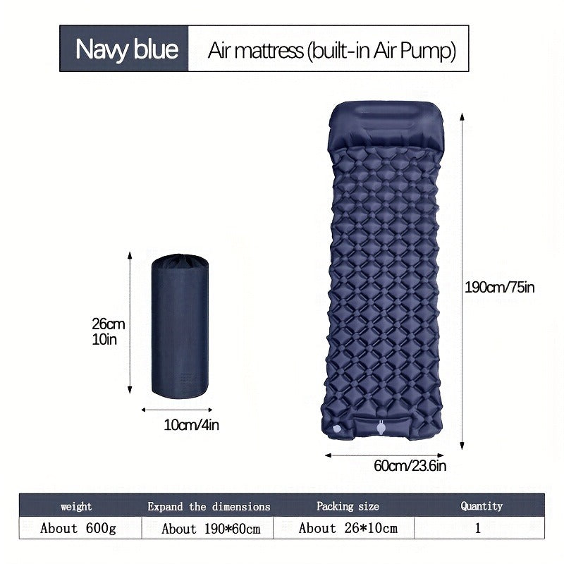 Camping Sleeping Pad Inflatable & Self-Inflating – Ultralight TPU Nylon Mat with Built-In Pump, Single & Double Size for Backpacking