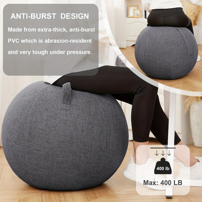 Fitness Equipment 65cm Exercise Ball with Fitted Fabric Cover Carry Handle Pump and Two Colors