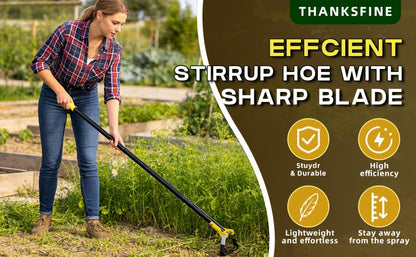 Adjustable Stirrup Hoe Garden Tool with Loop Head, Sectional Handle and 4.5-, 6- or 7.5-Foot Lengths