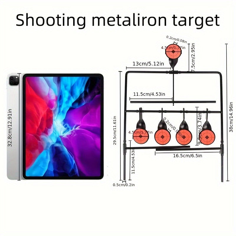 Shooting Target Stand with 4 Rotating Targets – Metal Frame Practice Target for Indoor & Outdoor Training