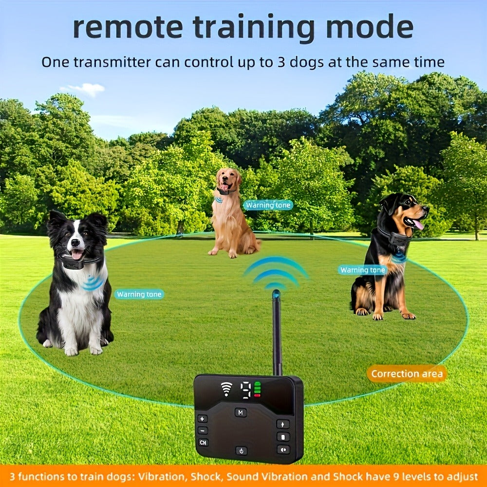 Wireless Dog Fence System with Remote Training Collar – 2.4GHz 800ft Range, 9-Level Adjustable, Containment System