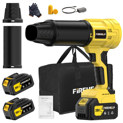 20V Cordless Leaf Blower with 50, 000 RPM Marking, Yellow or Green Body and Six Dual-Battery Package Options
