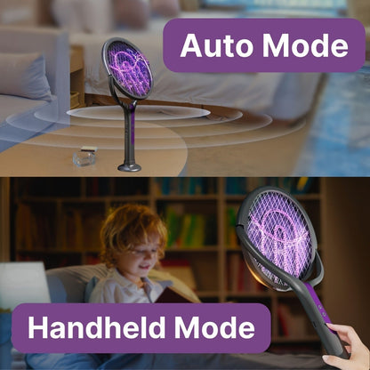 2-in-1 Mosquito Trap Lamp & Retractable Electric Fly Swatter Racket, USB Rechargeable Base