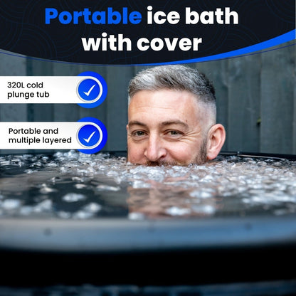 Cold Plunge Tub Foldable Ice Bath, 95-Gallon 34"x34"x30" Portable Cold Water Therapy Tub for Indoor & Outdoor Recovery