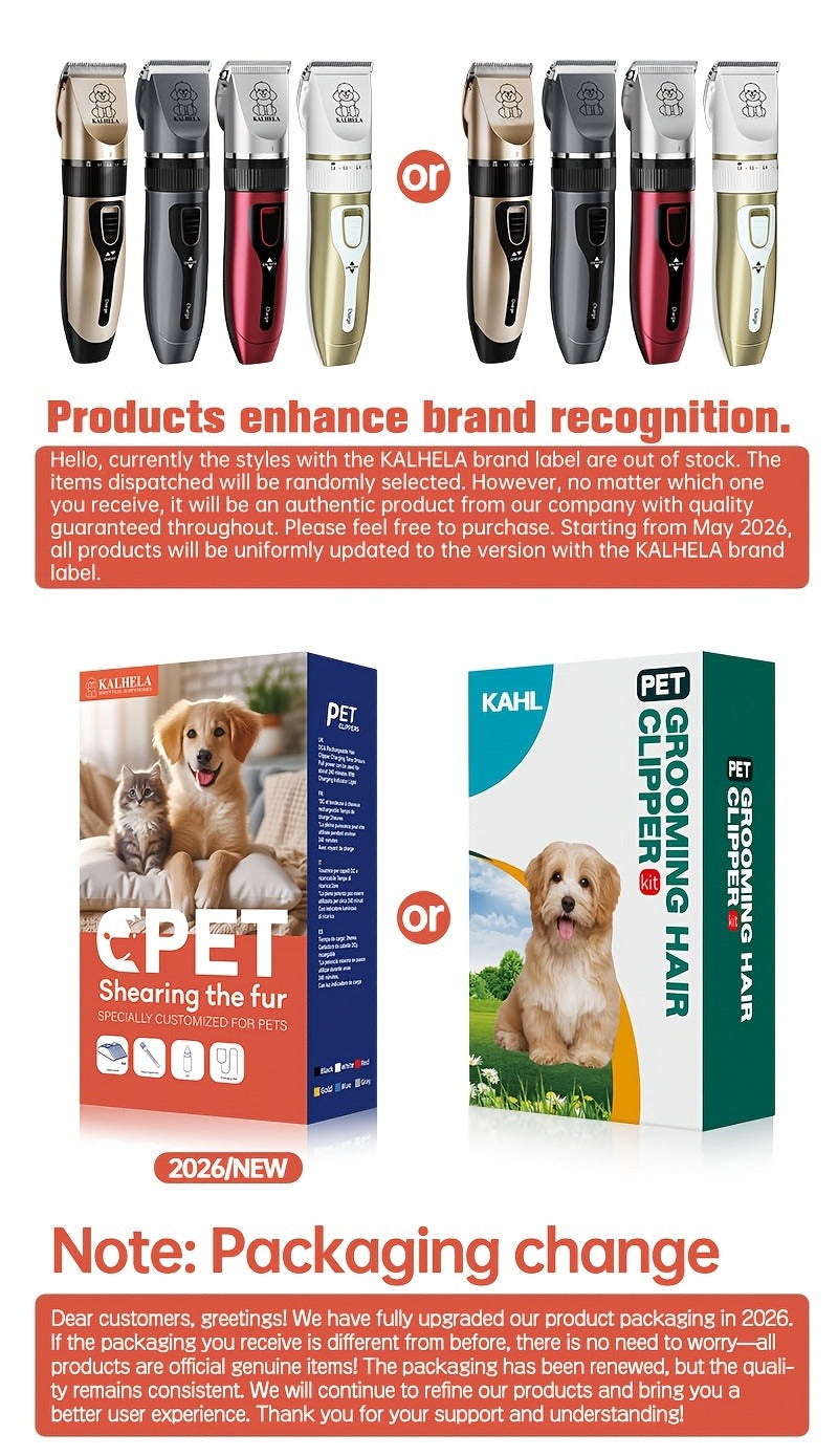 Pet Hair Clipper Cordless Adjustable Comb – Silent Low Noise Rechargeable Electric Dog Cat Grooming Scissors Set, Multiple Style Options