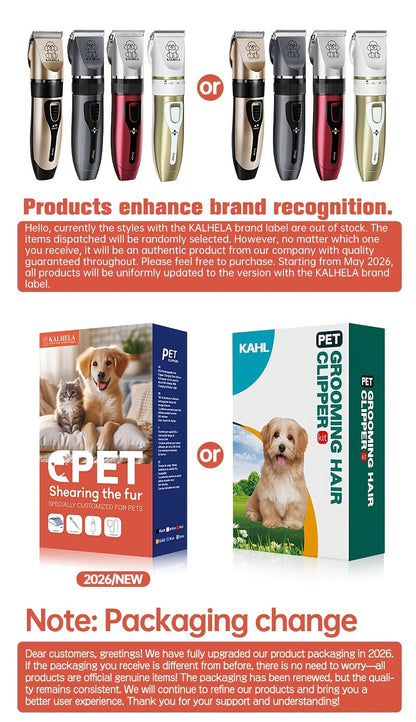 Pet Hair Clipper Cordless Adjustable Comb – Silent Low Noise Rechargeable Electric Dog Cat Grooming Scissors Set, Multiple Style Options