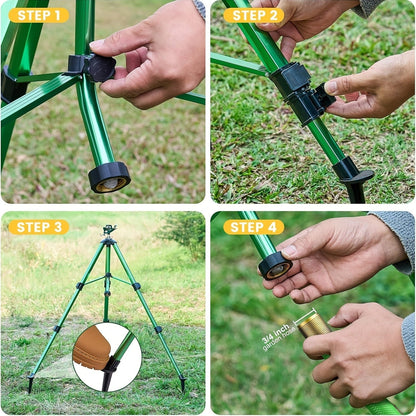 Impact Sprinkler Tripod 360° Zinc Head Lawn Yard Irrigation Flip Lock, for Garden, Lawn and Yard Watering