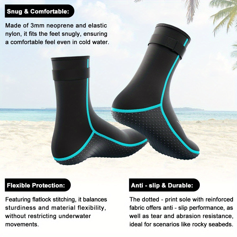 Neoprene Wetsuit Socks 3.5mm – High & Low Cut Water Booties, Non-Slip Anti-Abrasion for Diving Snorkeling Kayaking Beach Volleyball Surfing