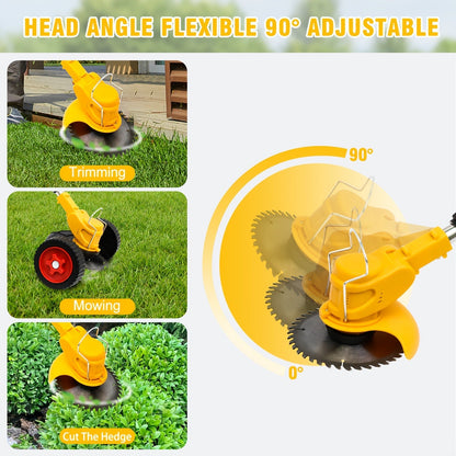 Cordless Weed Trimmer & Edger, 21V 3-in-1 Brush Cutter with 2 Batteries, Adjustable Head for Lawn