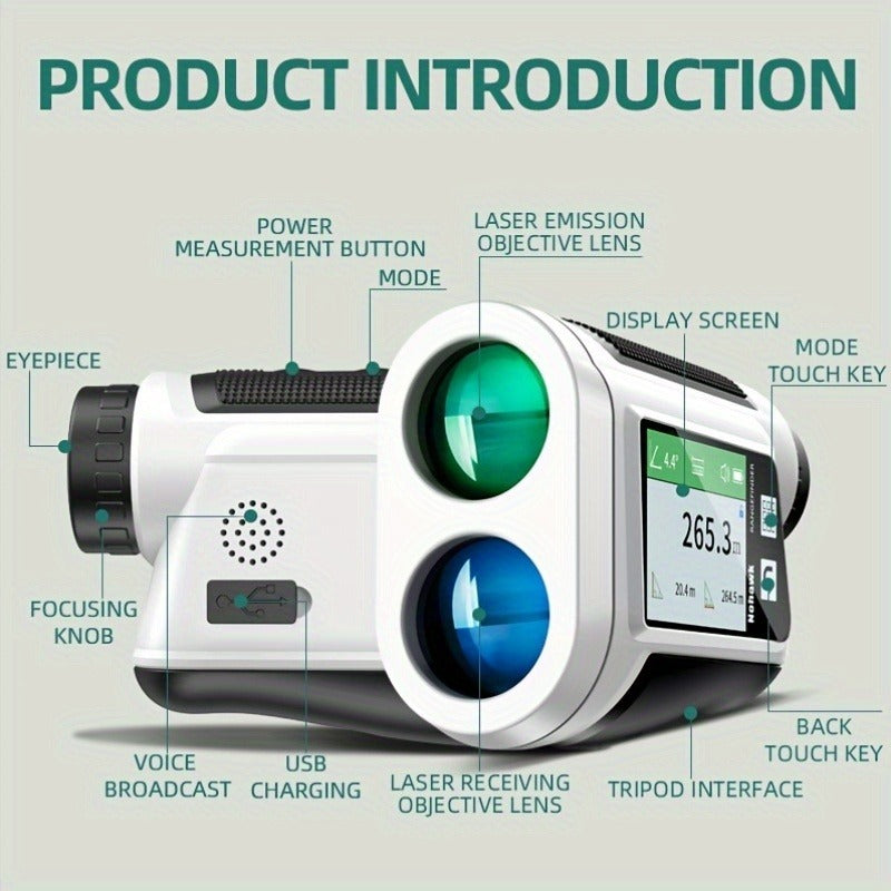 Laser Rangefinder 1000 Yard with Slope Compensation & Vibration Lock – USB Rechargeable Golf Rangefinder with Side Display Voice Broadcast 9