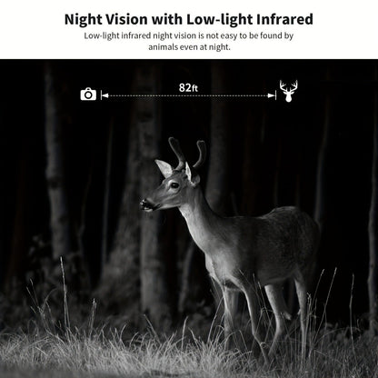 Solar Powered Trail Camera 4K Cellular – 4G LTE No WiFi, 0.2s Trigger, 82ft Night Vision, 120° Wide Angle