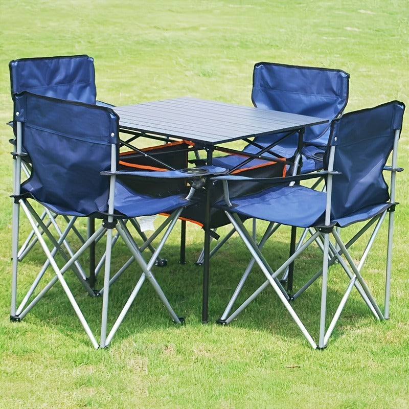 Set of Two Folding Camping Chairs with Cup Holders, Carry Bags, 82 cm Back Height and Black, Navy, Blue, Green or Red Options