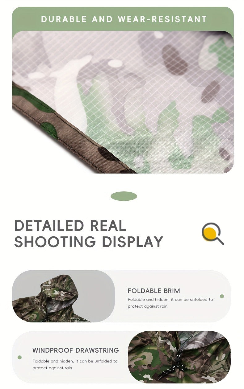 Waterproof Rain Poncho Digital Camouflage – Lightweight Polyester Raincoat for Hiking Camping Mountain Climbing Outdoor Sports