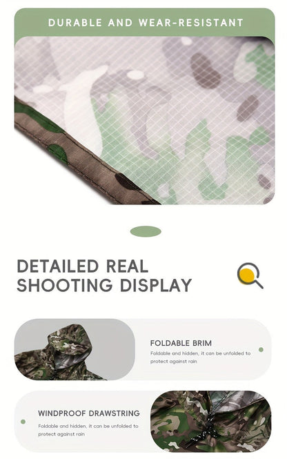 Waterproof Rain Poncho Digital Camouflage – Lightweight Polyester Raincoat for Hiking Camping Mountain Climbing Outdoor Sports