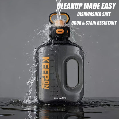 Large Sports Water Bottle with Straw Lid Handle 1500ml 2200ml Leak-Proof Lockable Food-Grade PP PC Hydration Bottle for Gym Fitness Hiking