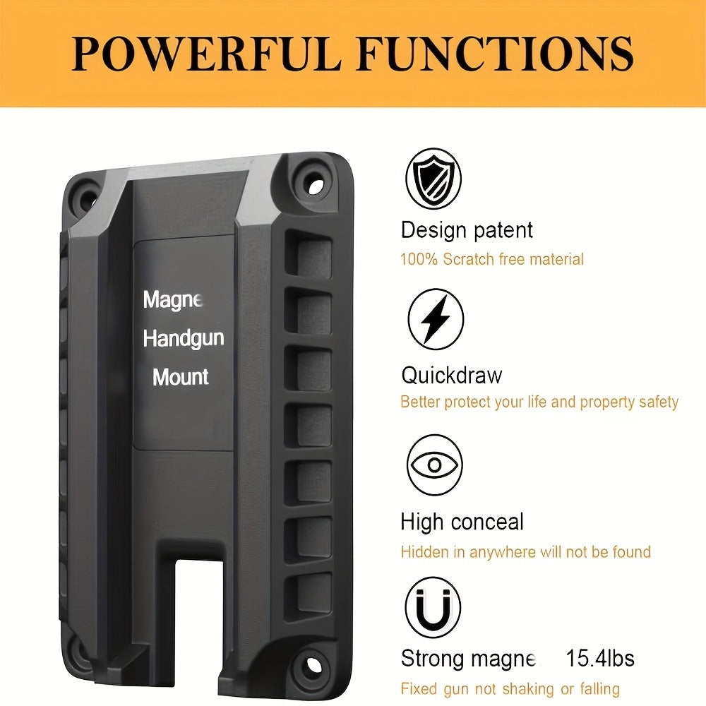 Magnetic Gun Holder Mount 2-Pack – Strong Concealed Pistol Magnet for Car, Truck, Desk, Bedside, Under Counter, Wall & Safe