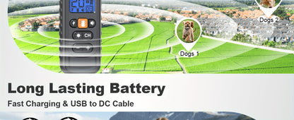 Dog Training Collar with Remote 3300ft Range 3 Modes Beep Vibration Safe Shock for 5-120lbs Dogs Rechargeable Waterproof E-Collar for 2 or 3