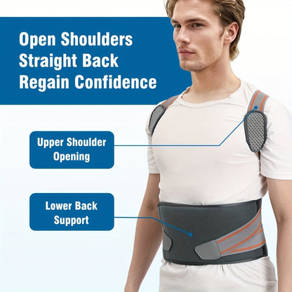 Adjustable Full-Back Posture Brace with Cross Straps, Support Panel and L or XL Fit Options